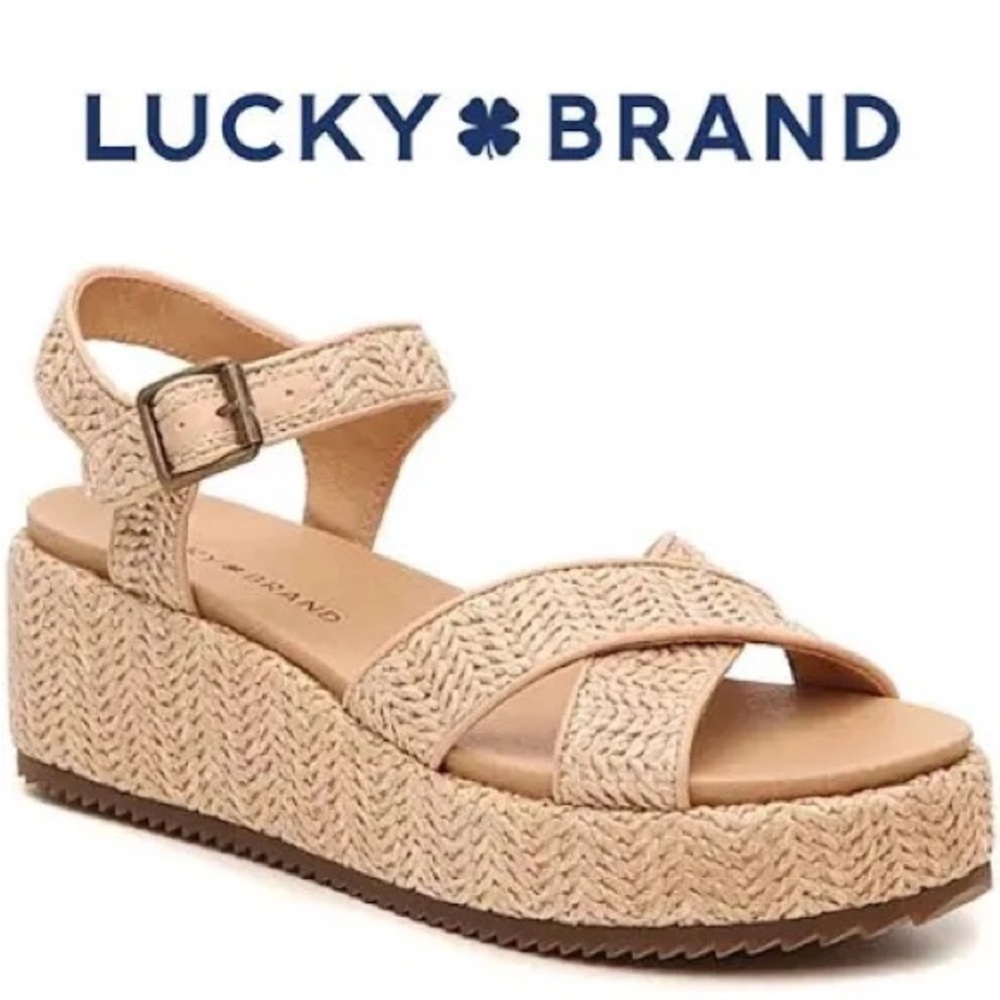 Lucky Brand Wagoo Woven Straw/Raffia Sandals Size 8.5